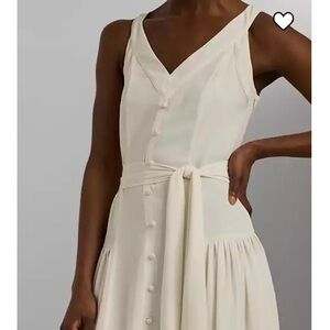 Belted fit and flare RL dress in winter white